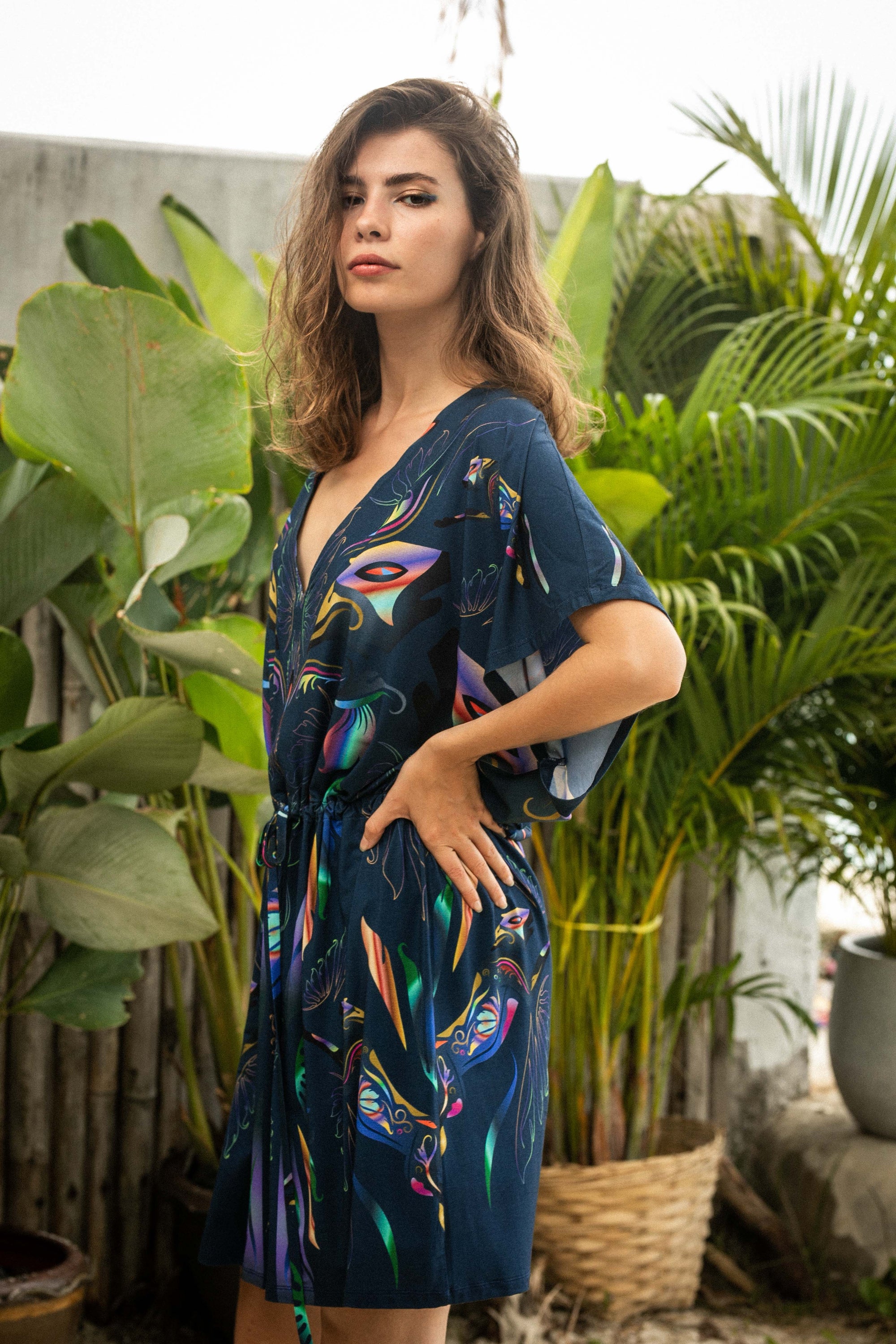 Túnica tipo kimono de gatos