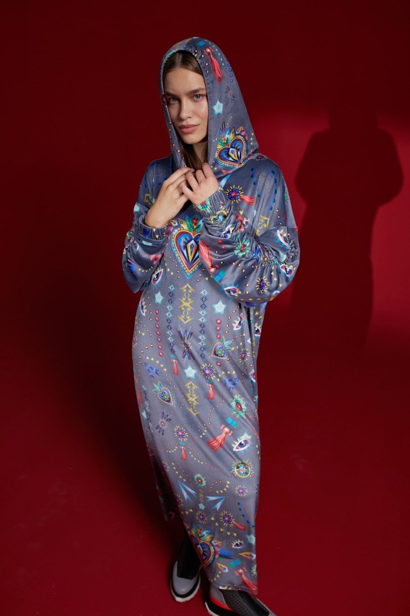 Vestido Heart Gris y Azul Marino