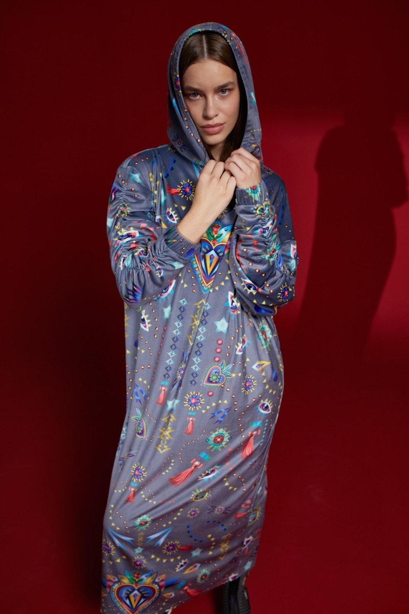 Vestido Heart Gris y Azul Marino