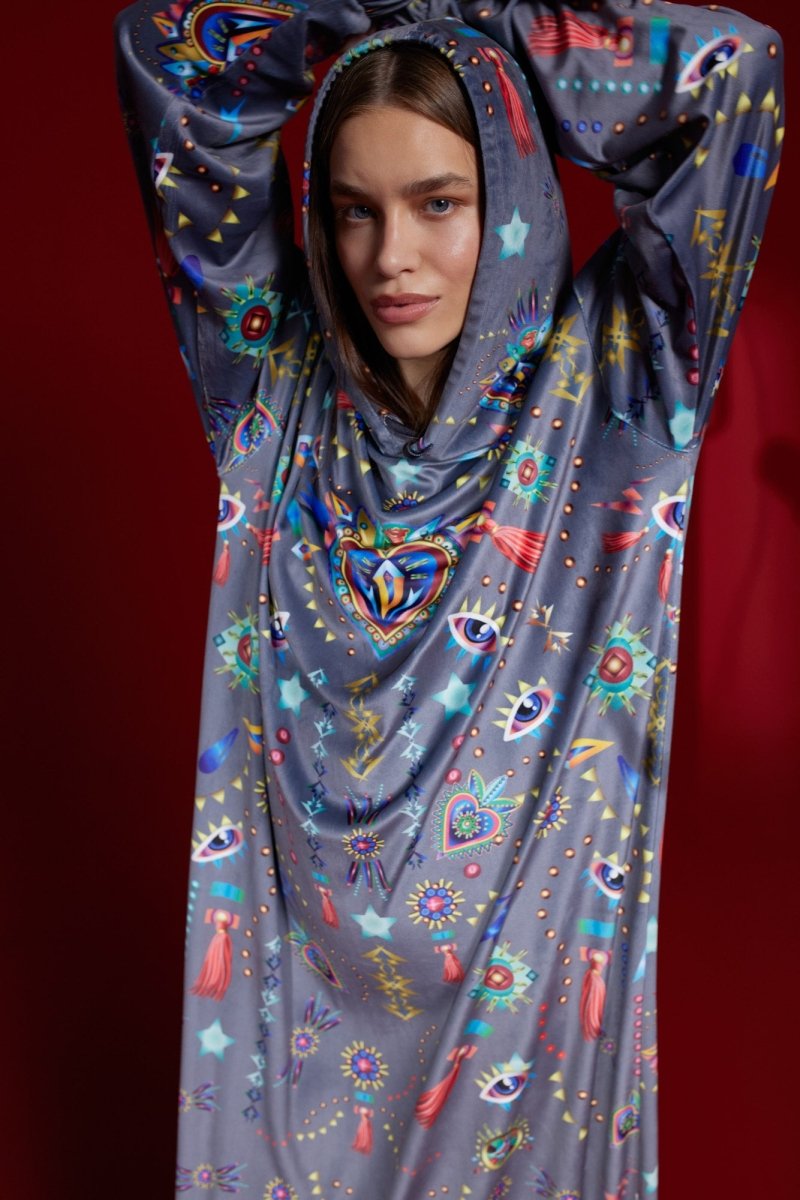 Vestido Heart Gris y Azul Marino
