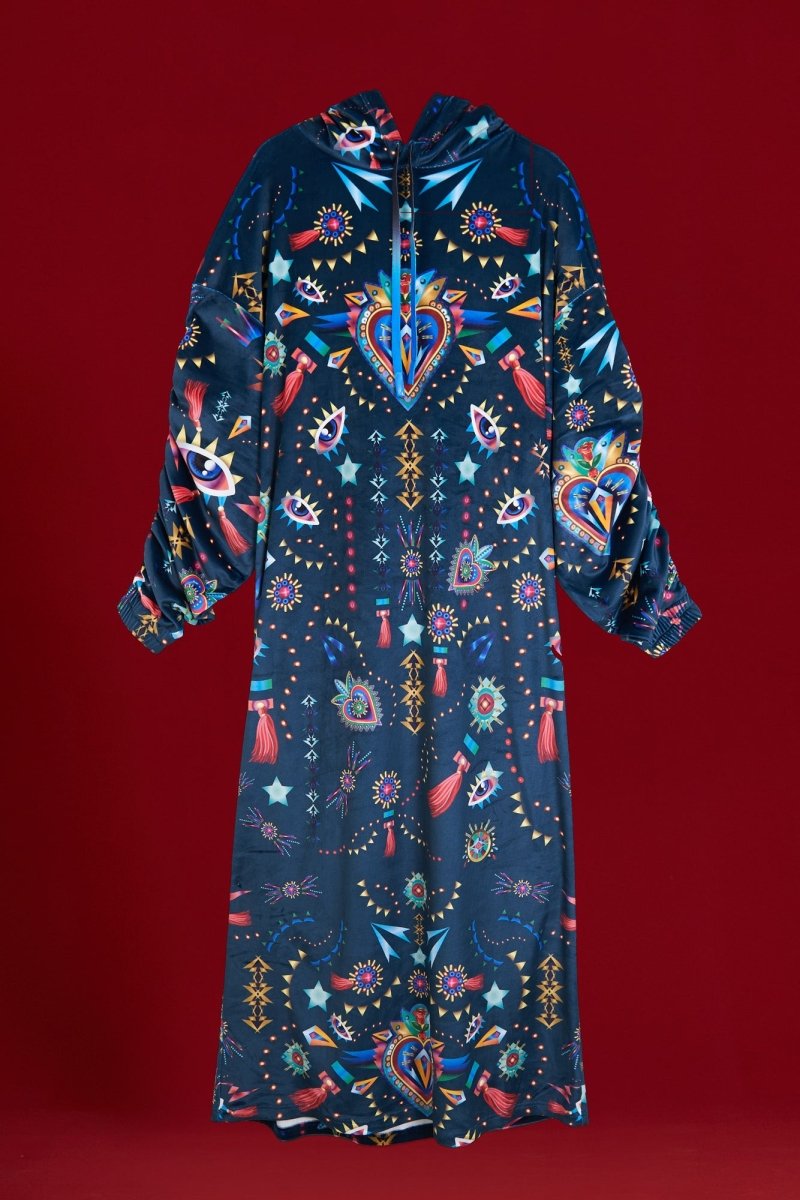 Vestido Heart Gris y Azul Marino