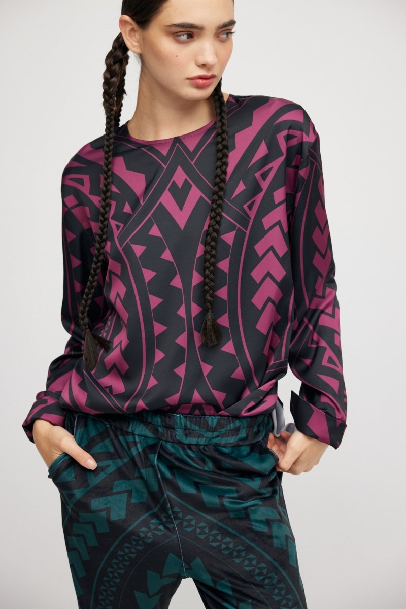 Bluse Burgunder Maori