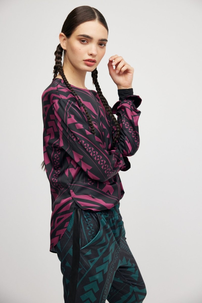 Bluse Burgunder Maori