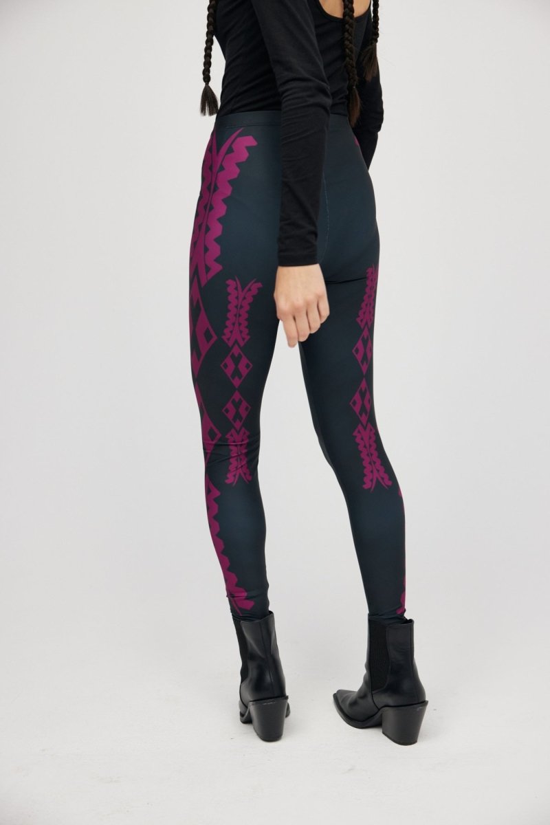 Burgundy Maori Leggings