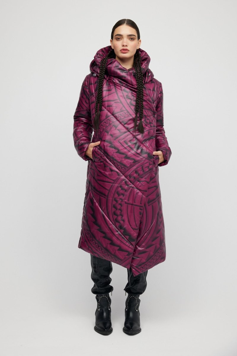 Burgundy Maori Coat