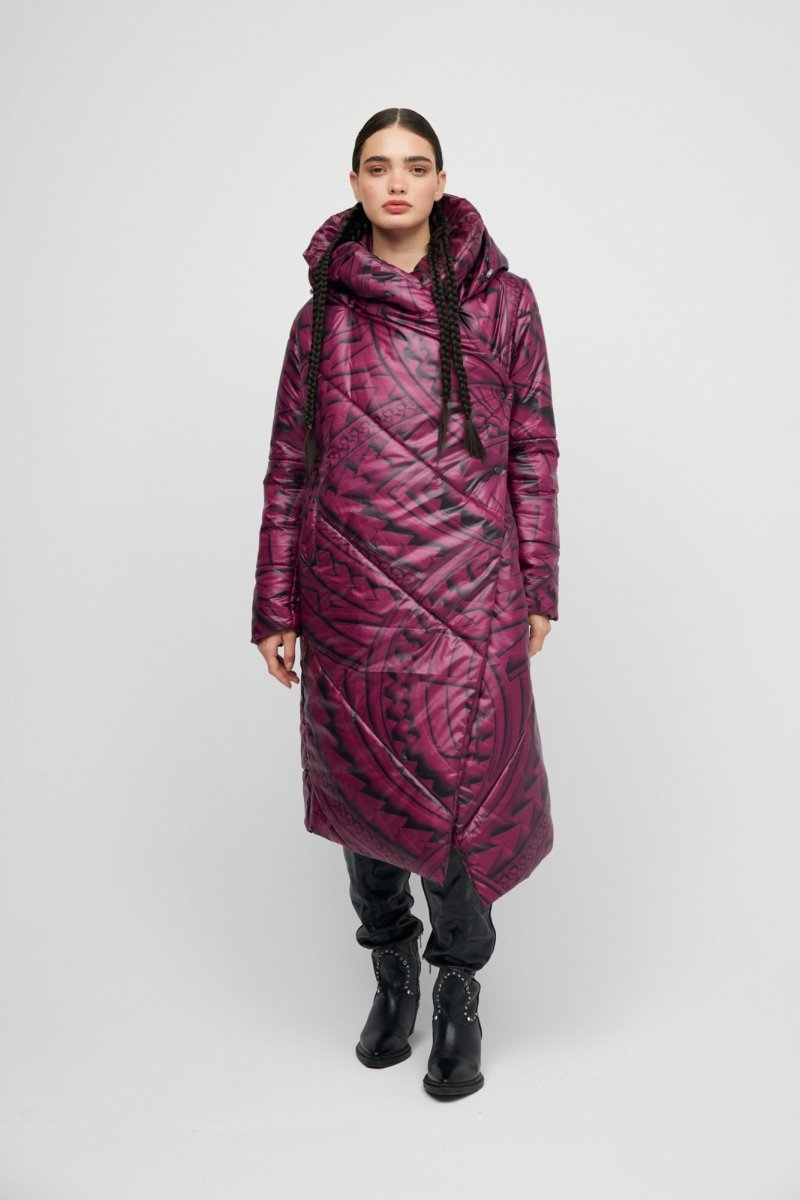 Burgundy Maori Coat