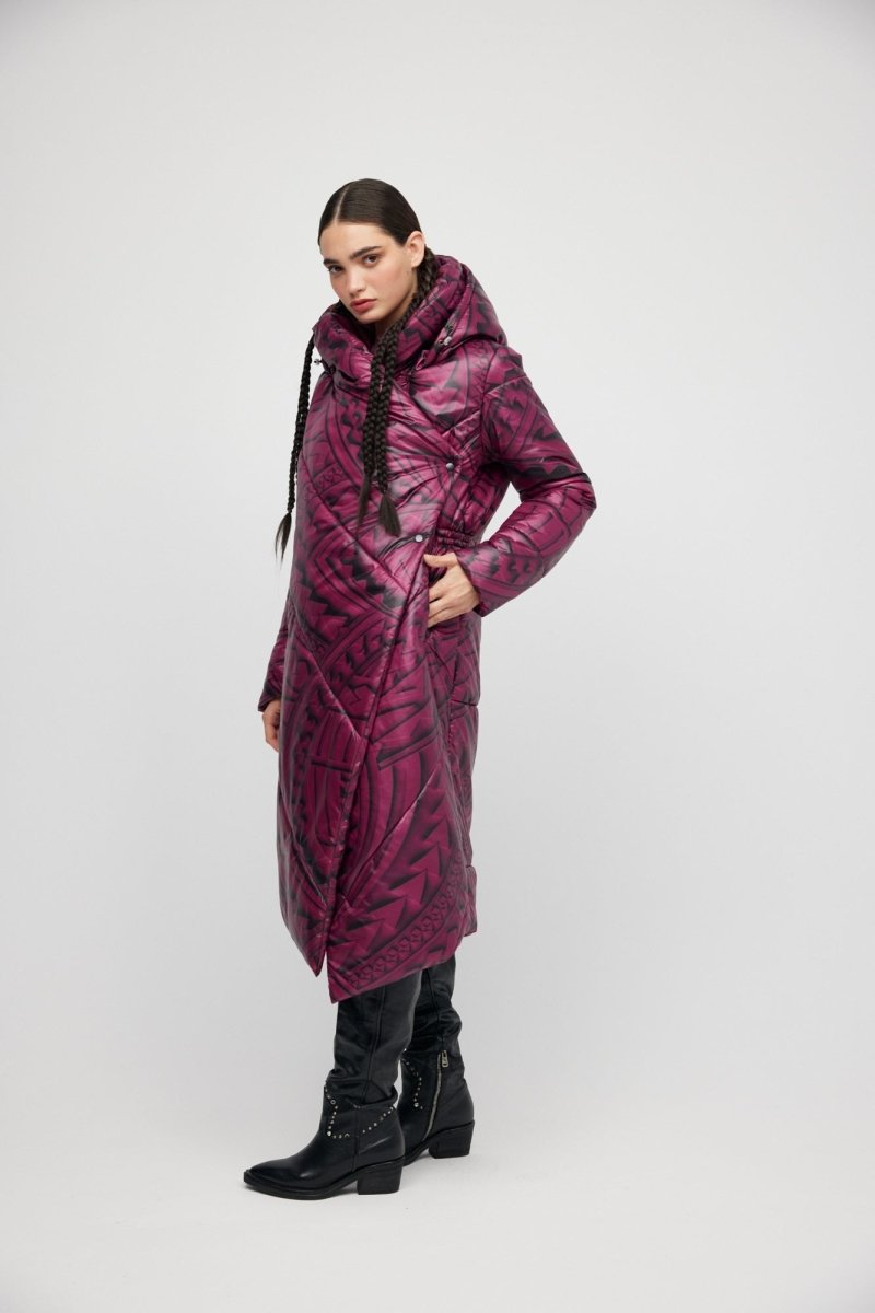 Burgundy Maori Coat