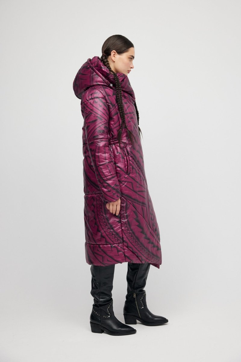 Burgundy Maori Coat