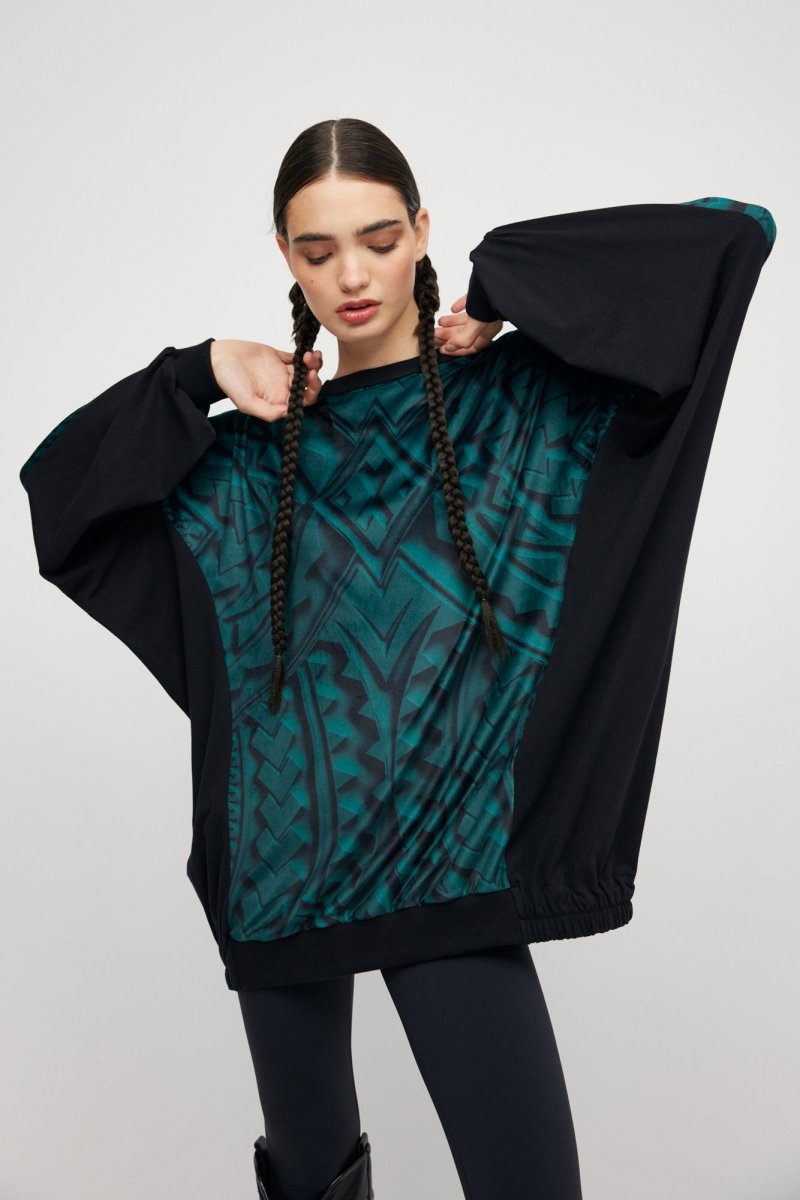 Tunique oversize verte Maori