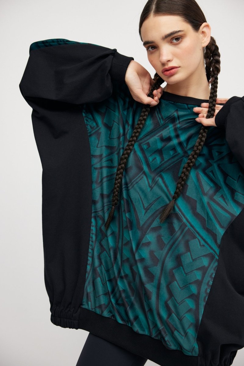 Tunique oversize verte Maori